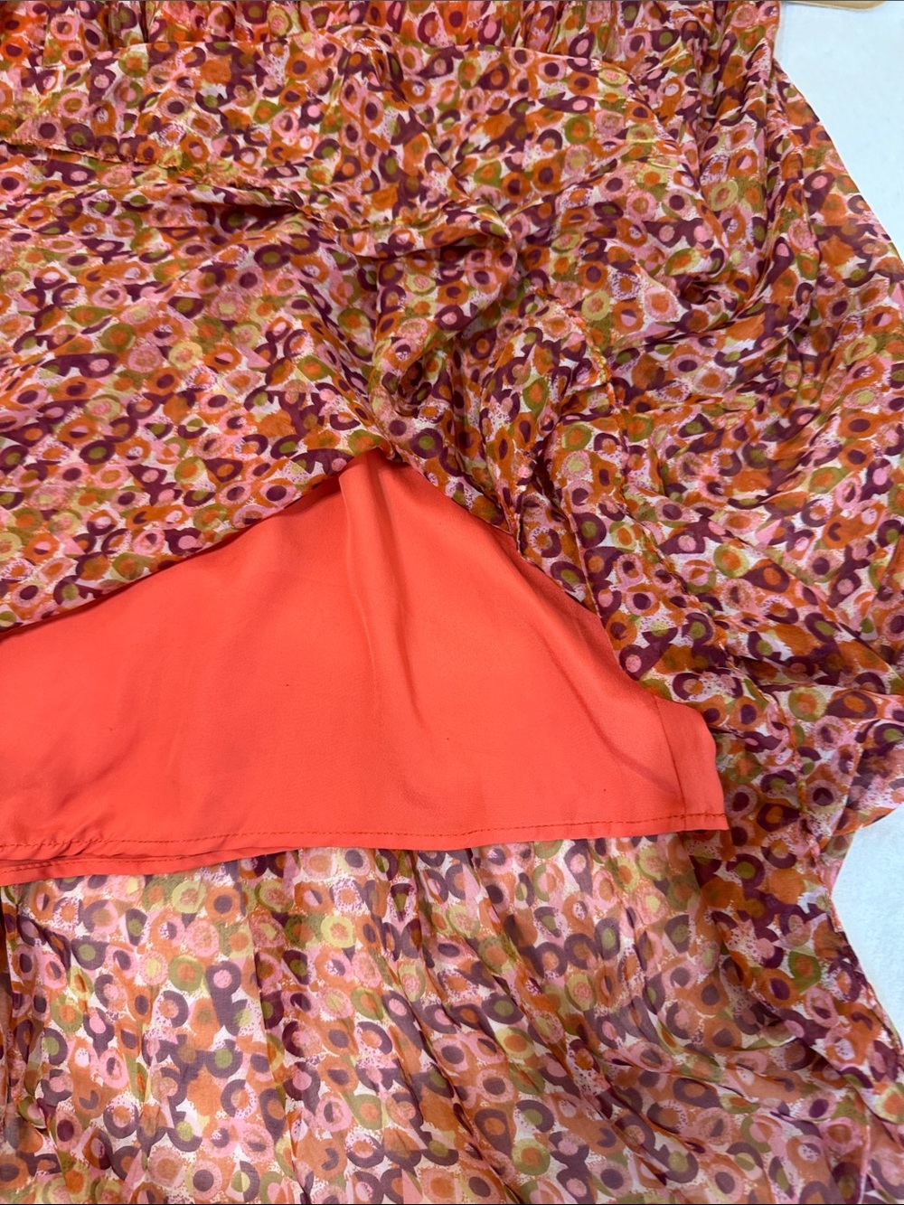 Silk Blend Romantic Floral Maxi Dress M Fall Wedding Guest Feminine Ruffle Boho - Picture 11 of 12